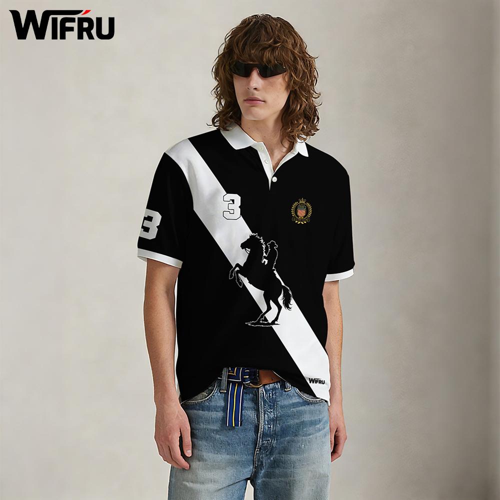 Новая черно-белая полосатая ру – обзор и цена Polo Shirt Equestrian